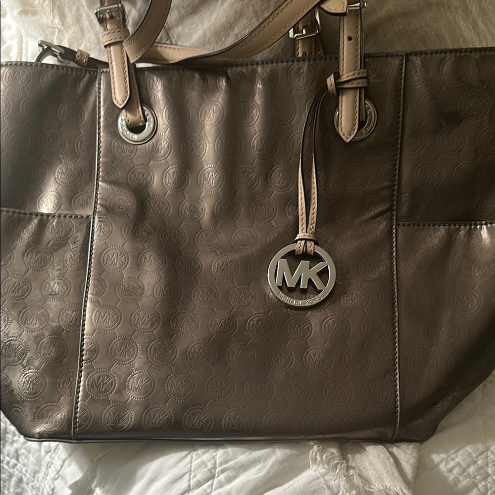 Michael Kors Brown Leather Tote with Gold Hardware